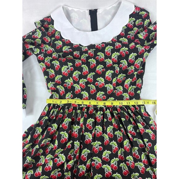 Handmade retro cherry print dress with Peter Pan collar rockabilly pinup style s - Picture 7 of 8